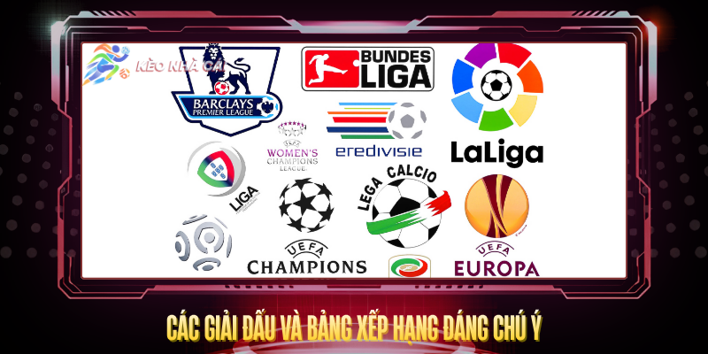 Bảng Xếp Hạng Bóng Đá - Cập Nhật Mới Nhất 2026 4 Cac Giai Dau Va Bang Xep Hang Dang Chu Y